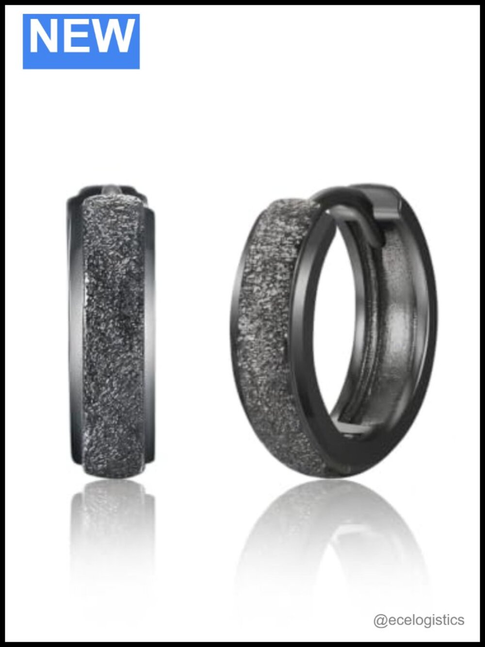 15mm Hoop Earrings Black Gold Plated Huggie Unisex Gothic